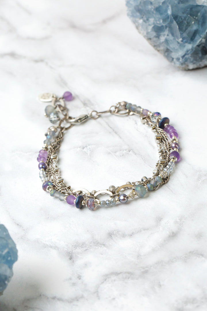 Reflections 7.5-8.5" Freshwater Pearl, Czech Glass, Crystal Multistrand Bracelet
