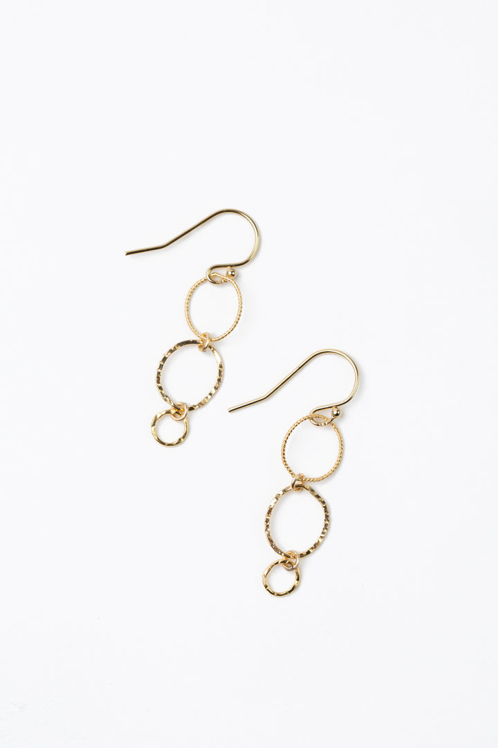 Sapphire Gold Filled Connected Circles Dangle Earrings