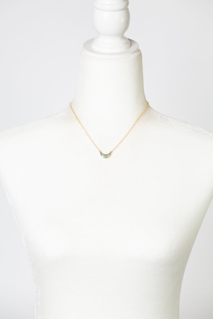 Serenity 15-17" Faceted Aquamarine Crescent Moon Simple Necklace