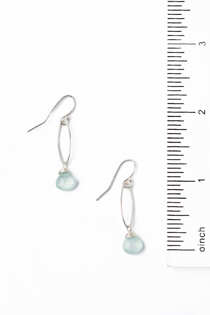 Serenity Seafoam Green Blue Chalcedony Simple Earrings