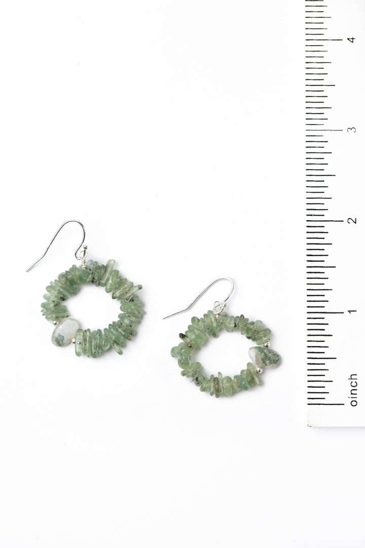 Spring Frost Moss Agate, Green Aventurine Hoop Earrings