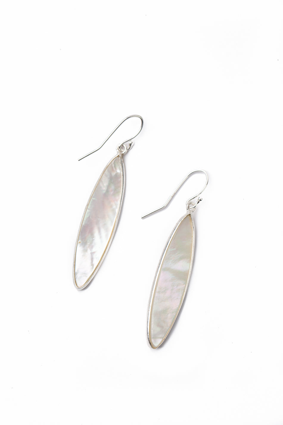 Spring Frost Mother Of Pearl Long Oval Bezels Simple Earrings