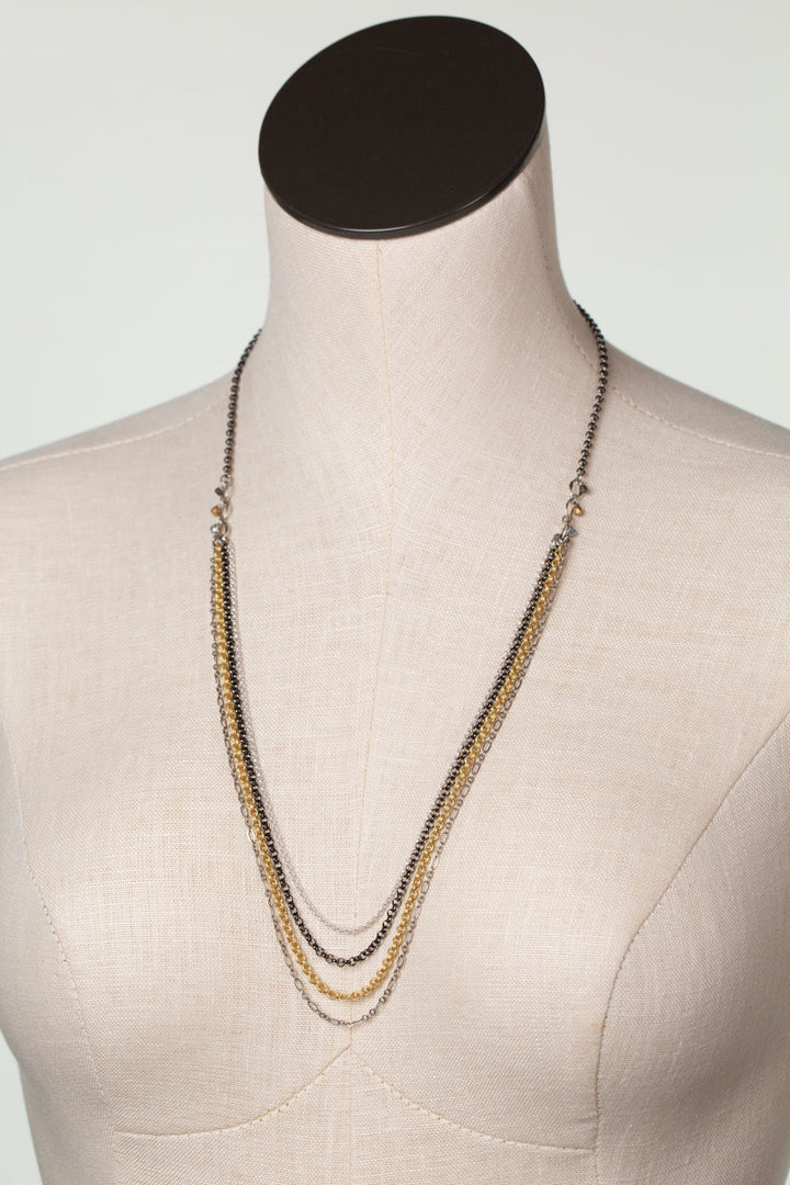 Silver & Gold 23.5-25.5" Multistrand Necklace