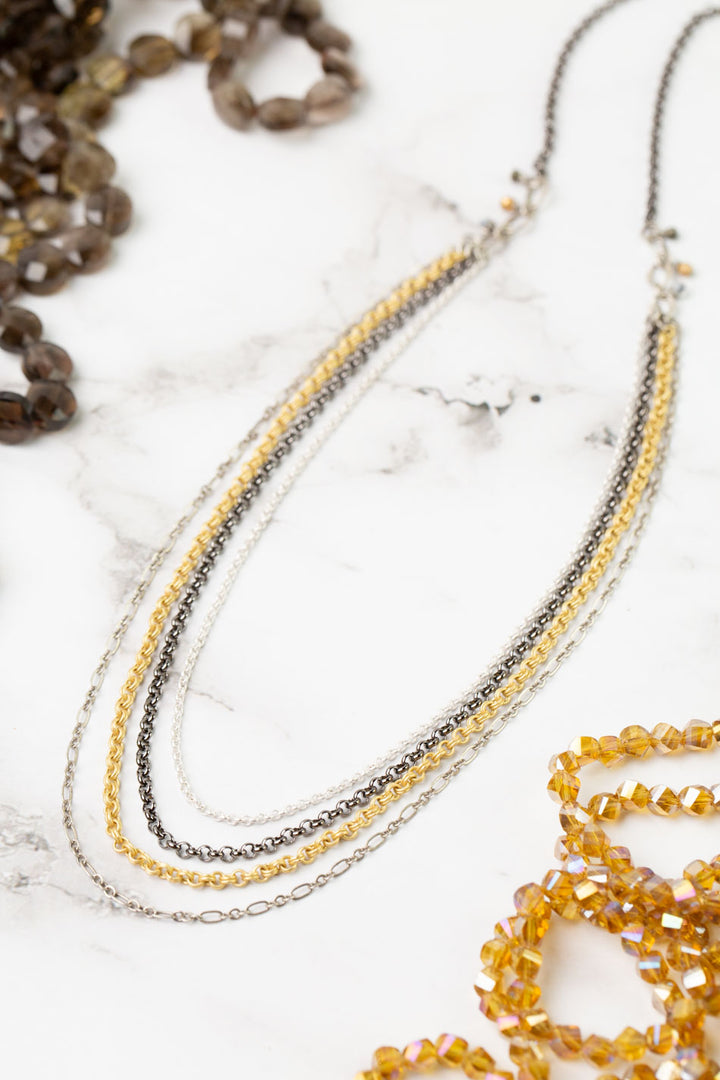 Silver & Gold 23.5-25.5" Multistrand Necklace
