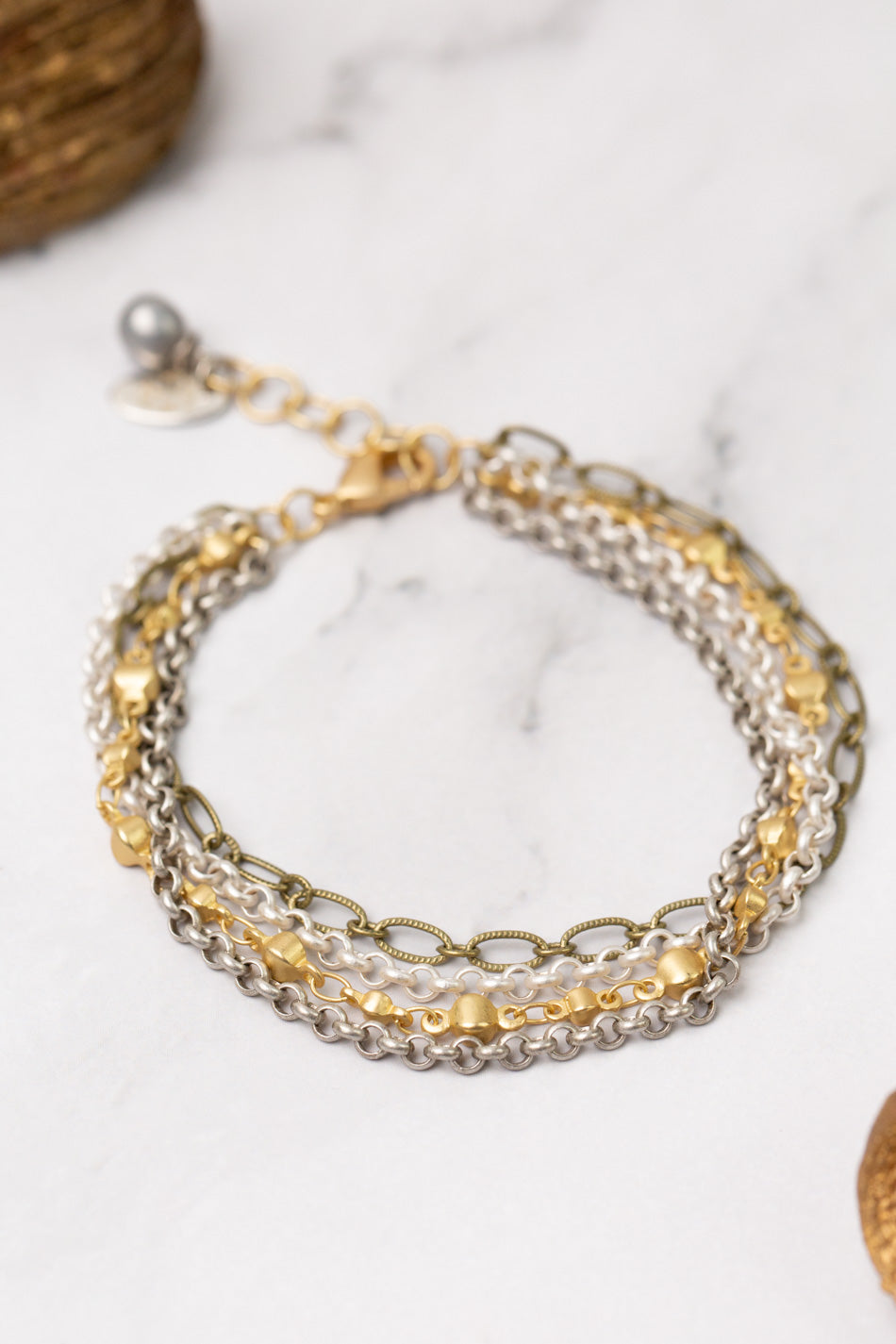 Silver & Gold 7-8" Multistrand Bracelet