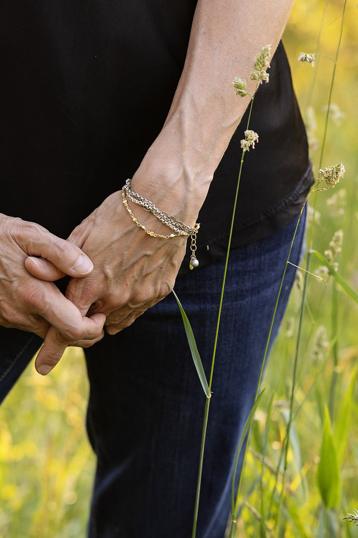 Silver & Gold 7-8" Multistrand Bracelet