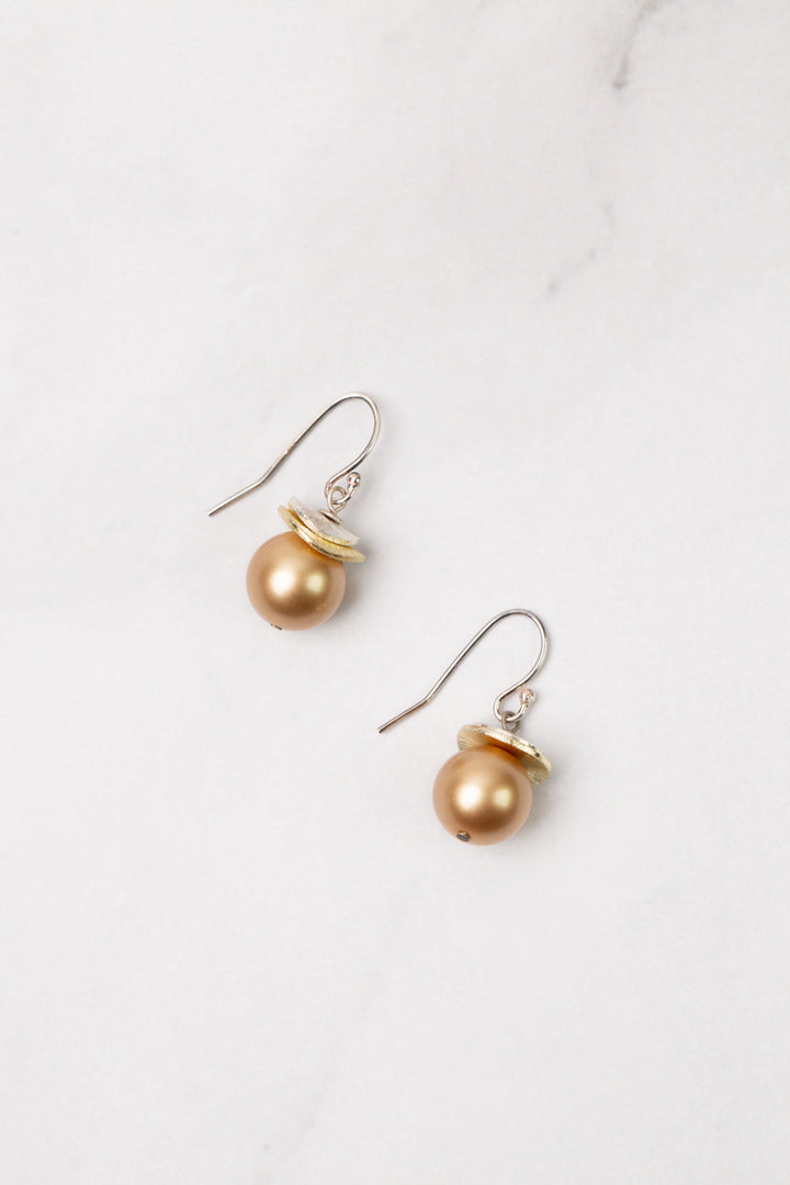 Silver & Gold Pearl Simple Earrings