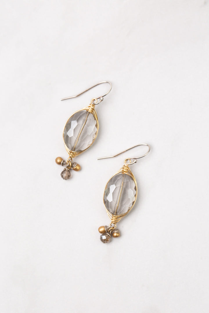 Silver & Gold Crystal Herringbone Earrings