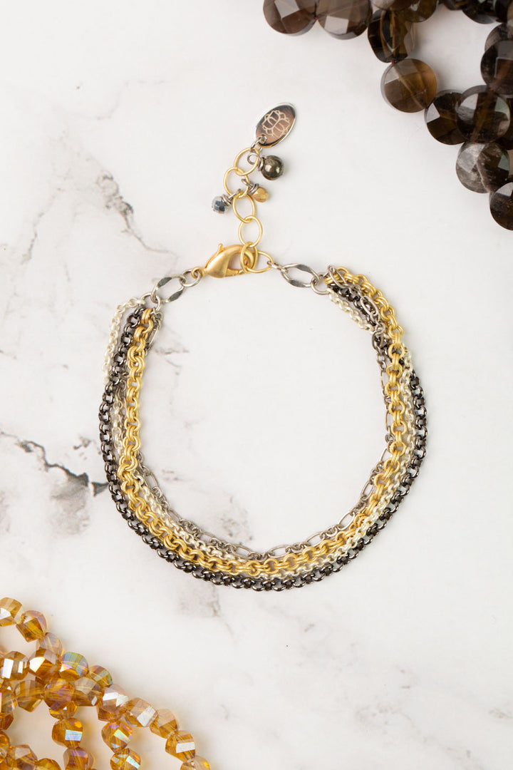 Silver & Gold 7.5-8.5" Multistrand Bracelet