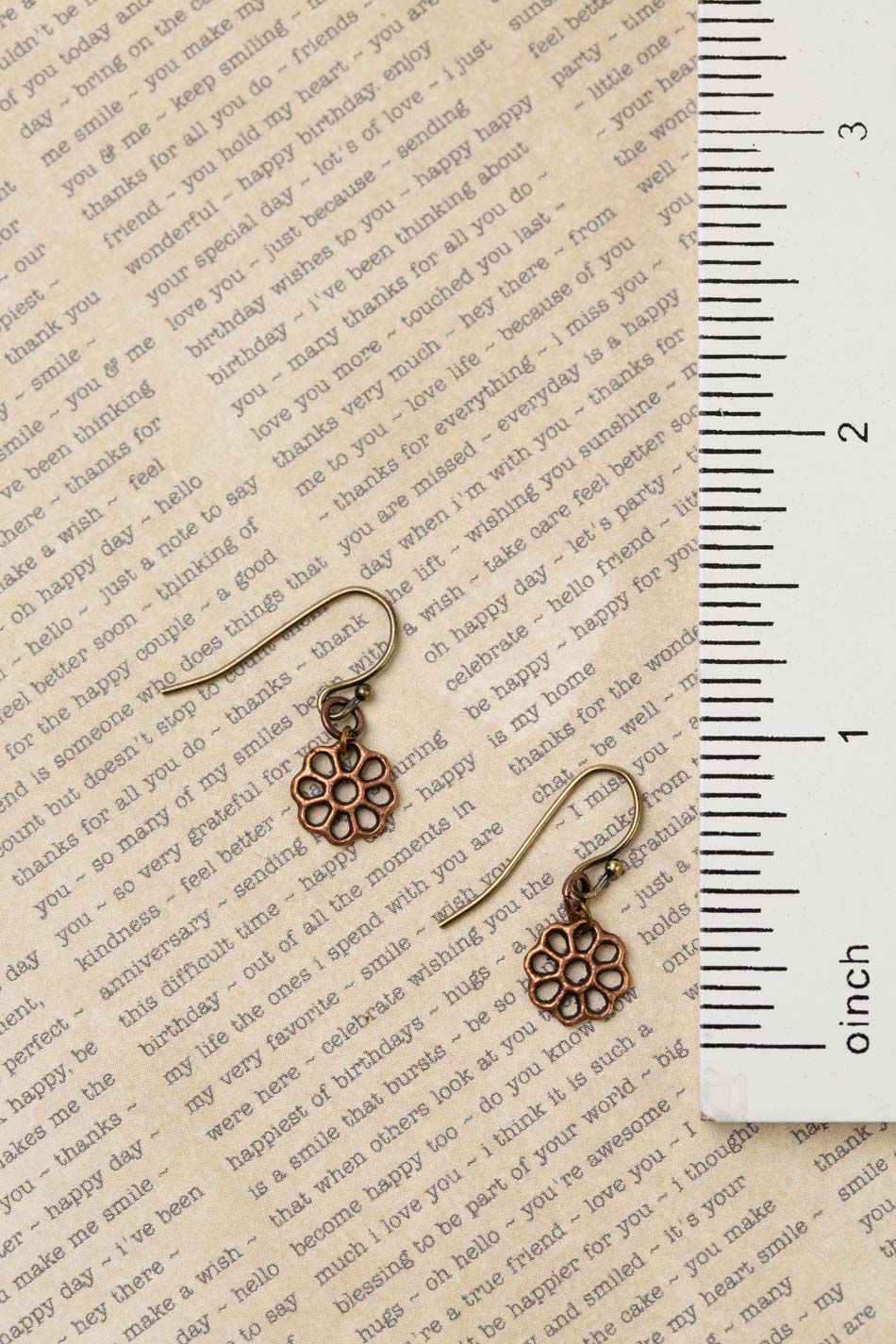 Soulful Antique Copper Flower Simple Earrings