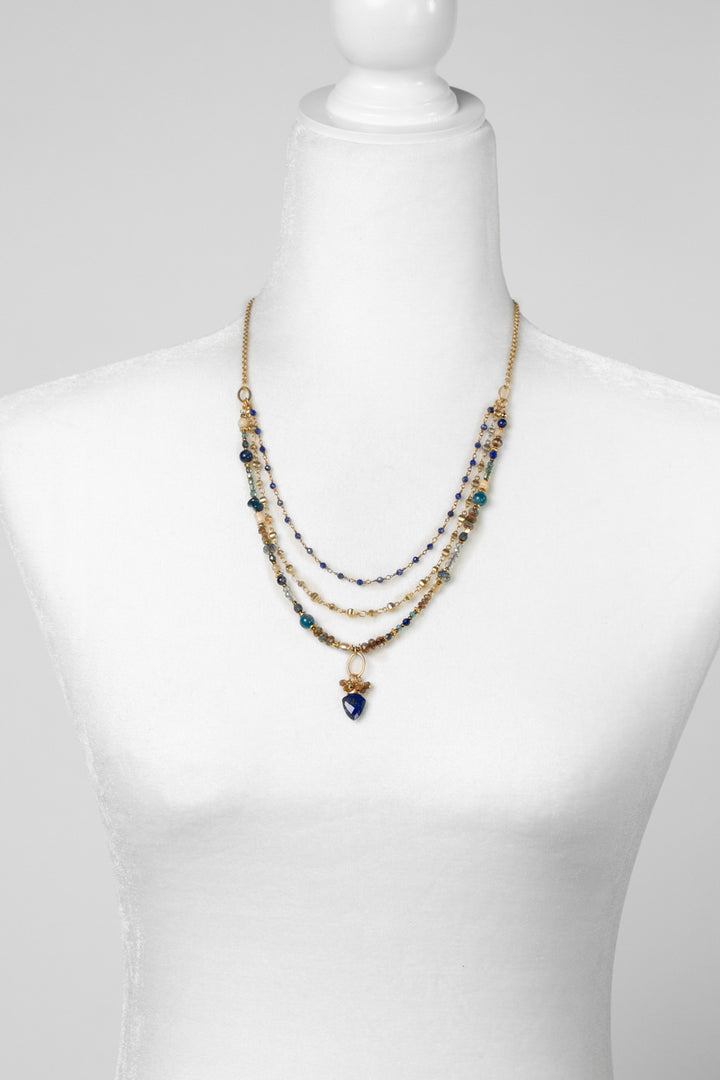 Starry Night 21-23" Lapis, Apatite, Crystal Multistrand Necklace