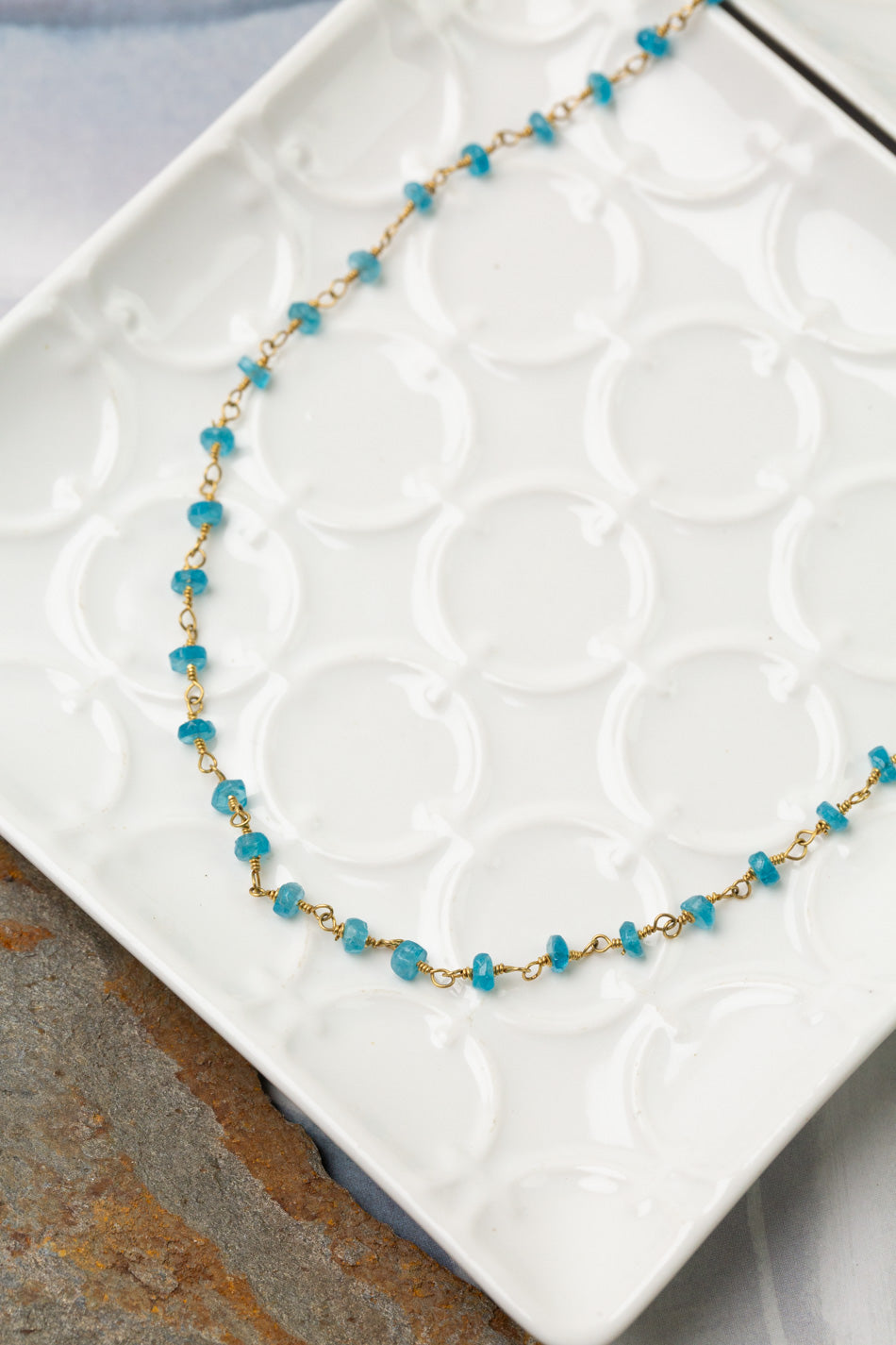 Starry Night 29-31" Blue Apatite Simple Necklace