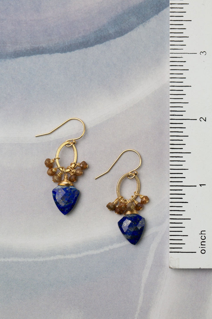 Starry Night Czech Glass, Lapis Cluster Earrings