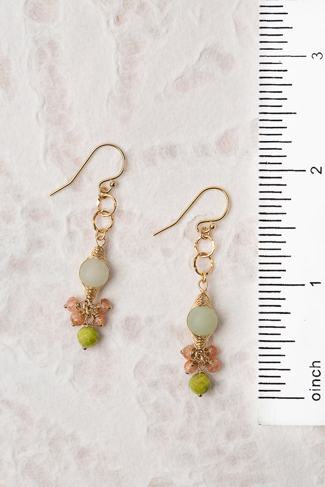 Surrender Sunstone With Amazonite Herringbone Earrings