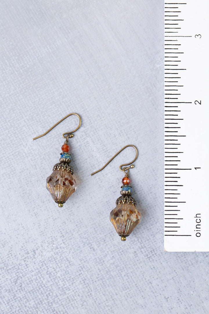 Sacred Heart Lapis, Czech Glass Simple Earrings
