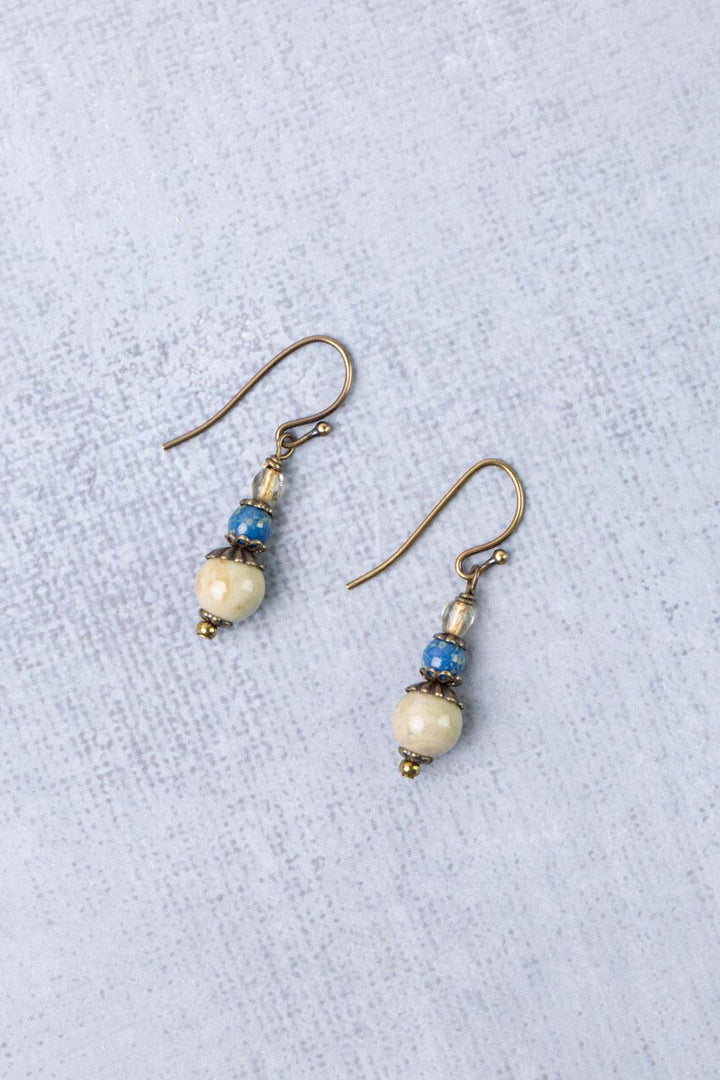 Sacred Heart Czech Glass, Jasper Simple Earrings