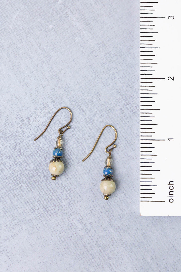 Sacred Heart Czech Glass, Jasper Simple Earrings