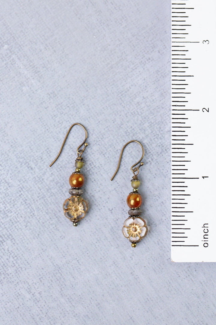 Sacred Heart Czech Glass Simple Earrings