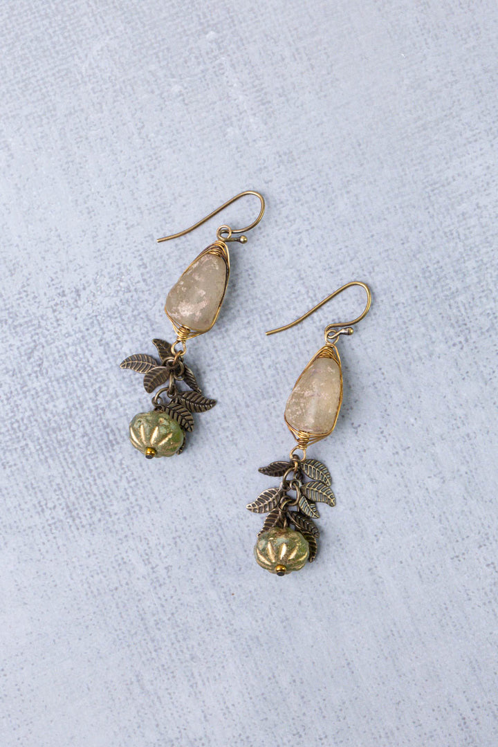 Sacred Heart Czech Glass Herringbone Earrings