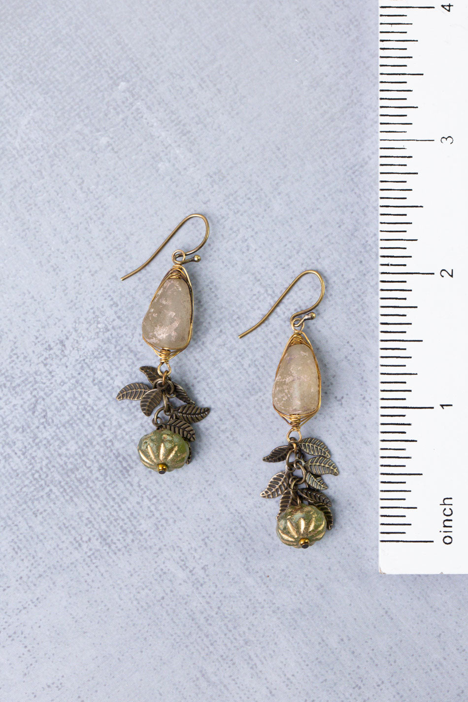 Sacred Heart Czech Glass Herringbone Earrings
