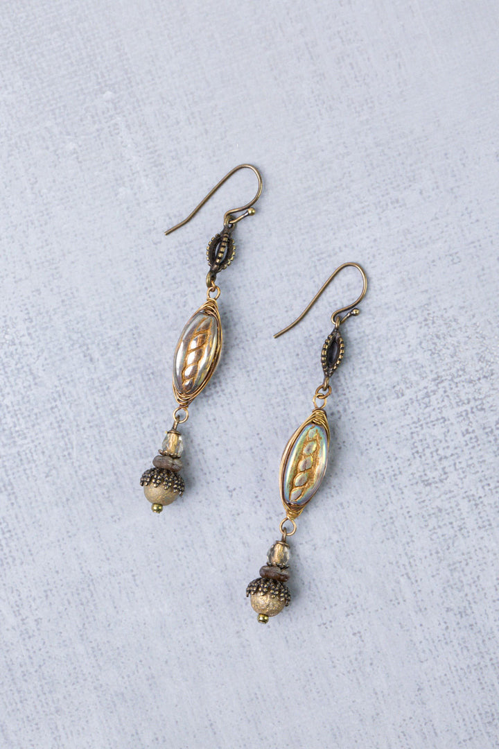Sacred Heart Czech Glass Herringbone Earrings