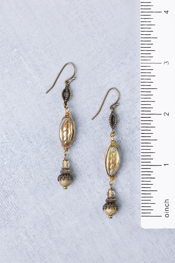 Sacred Heart Czech Glass Herringbone Earrings