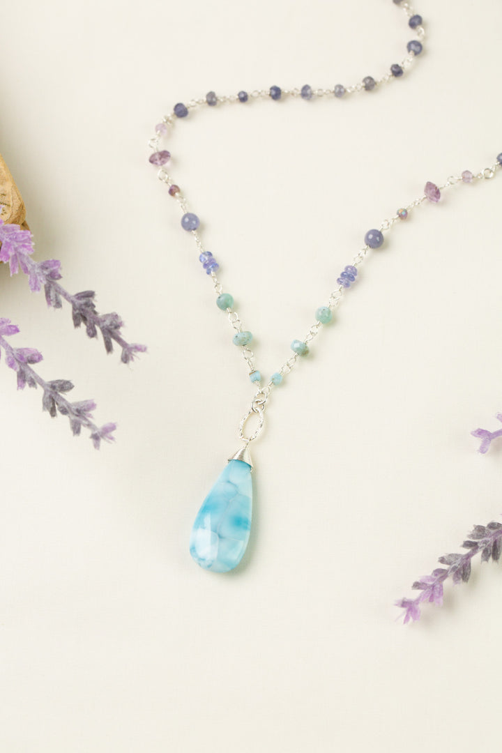 Sanctuary 26-28" Larimar, Green Amethyst, Iolite Simple Necklace