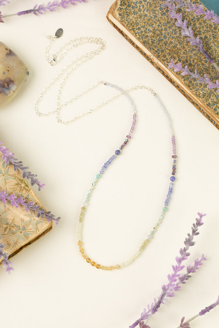 Sanctuary 33-35" Larimar, Amethyst, Blue Opal Simple Necklace
