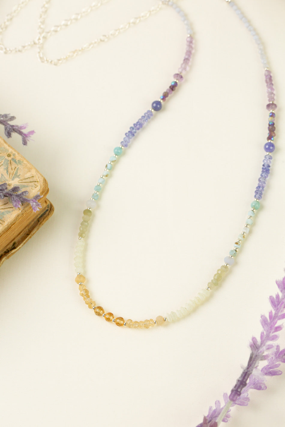 Sanctuary 33-35" Larimar, Amethyst, Blue Opal Simple Necklace