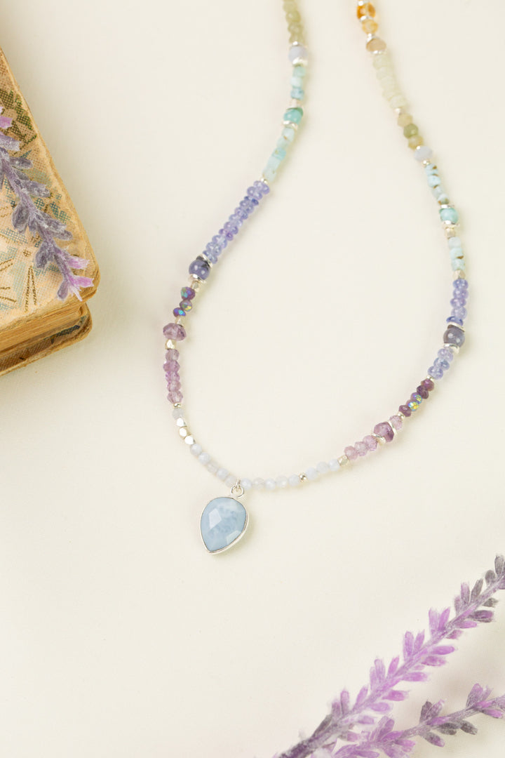 Sanctuary 15.5-17.5" Blue Opal Bezel, Amethyst, Citrine Simple Necklace