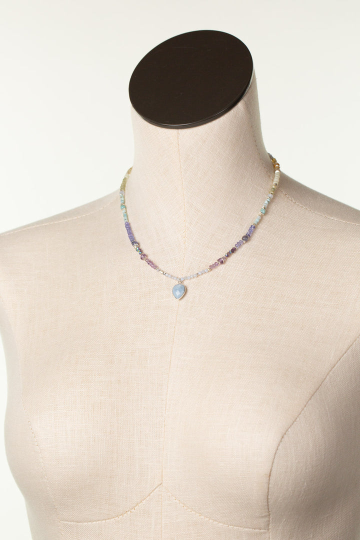 Sanctuary 15.5-17.5" Blue Opal Bezel, Amethyst, Citrine Simple Necklace