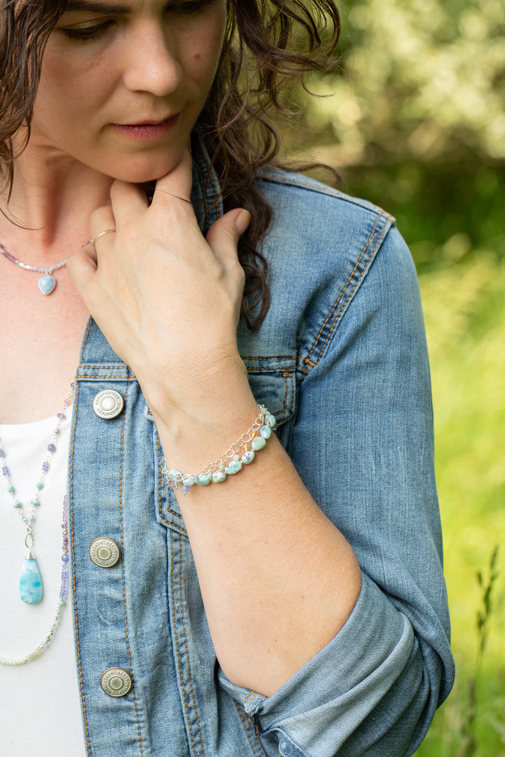Sanctuary 7.5-8.5" Larimar, Amethyst, Citrine Multistrand Bracelet