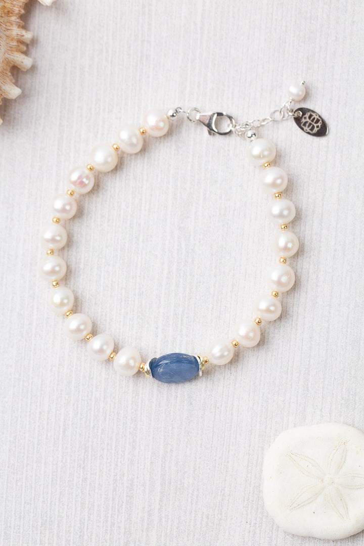 Seaside 7.5-8.5" Freshwater Pearl, Kyanite Simple Bracelet