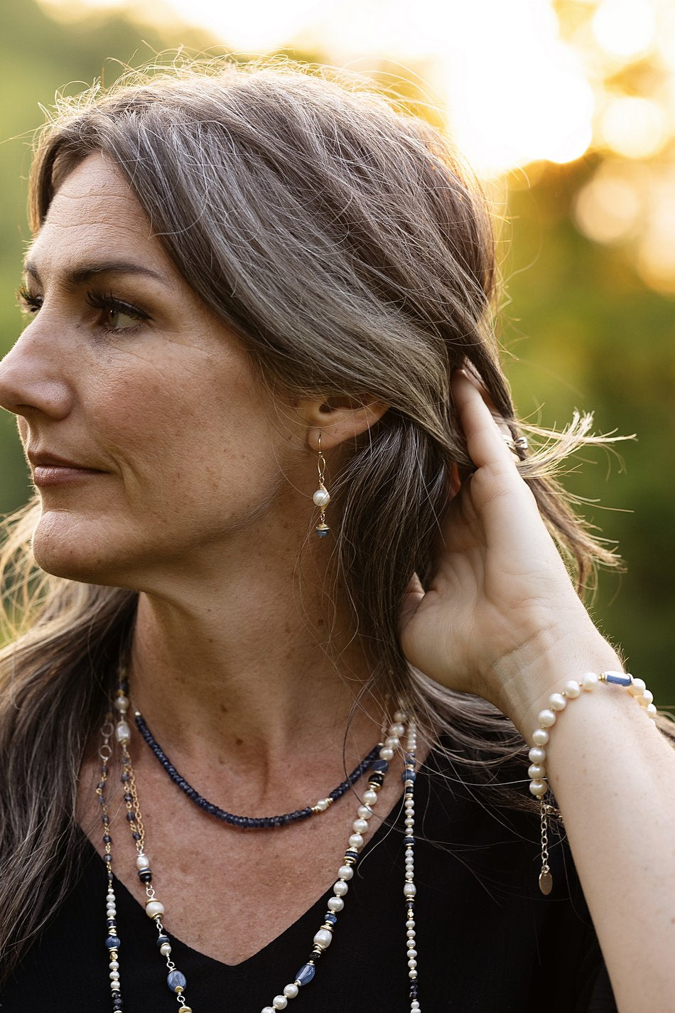 Seaside Iolite Herringbone Earrings