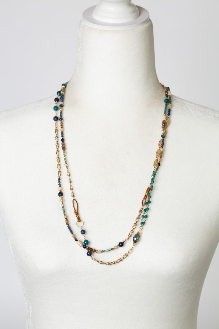 Starry Night 57.5-59.5" Apatite, Crystal Collage Necklace