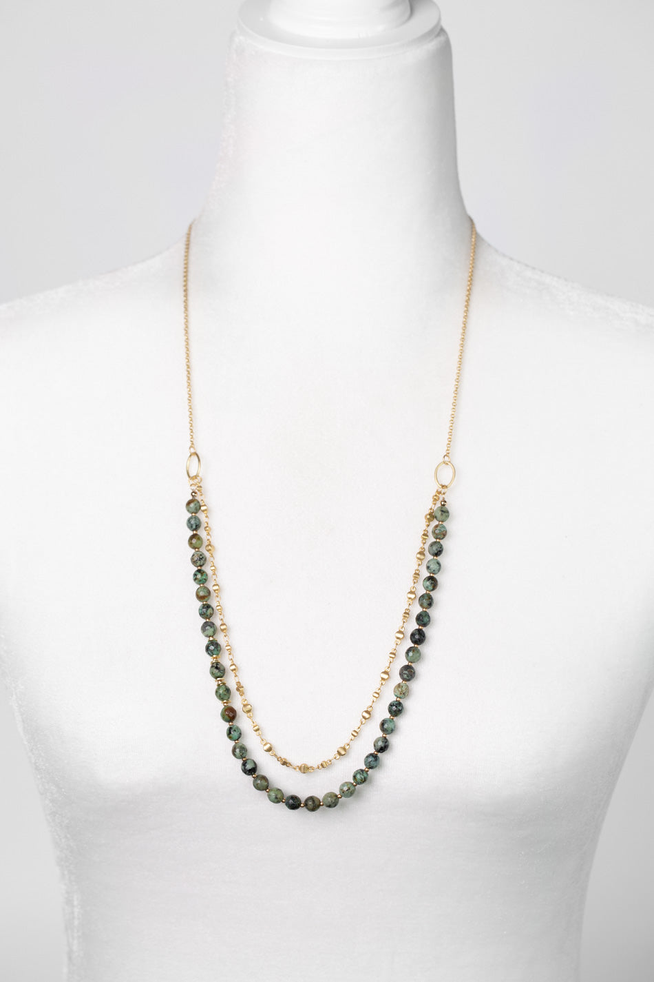 Tranquil Gardens 26-28" Simple African Turquoise Layer Necklace