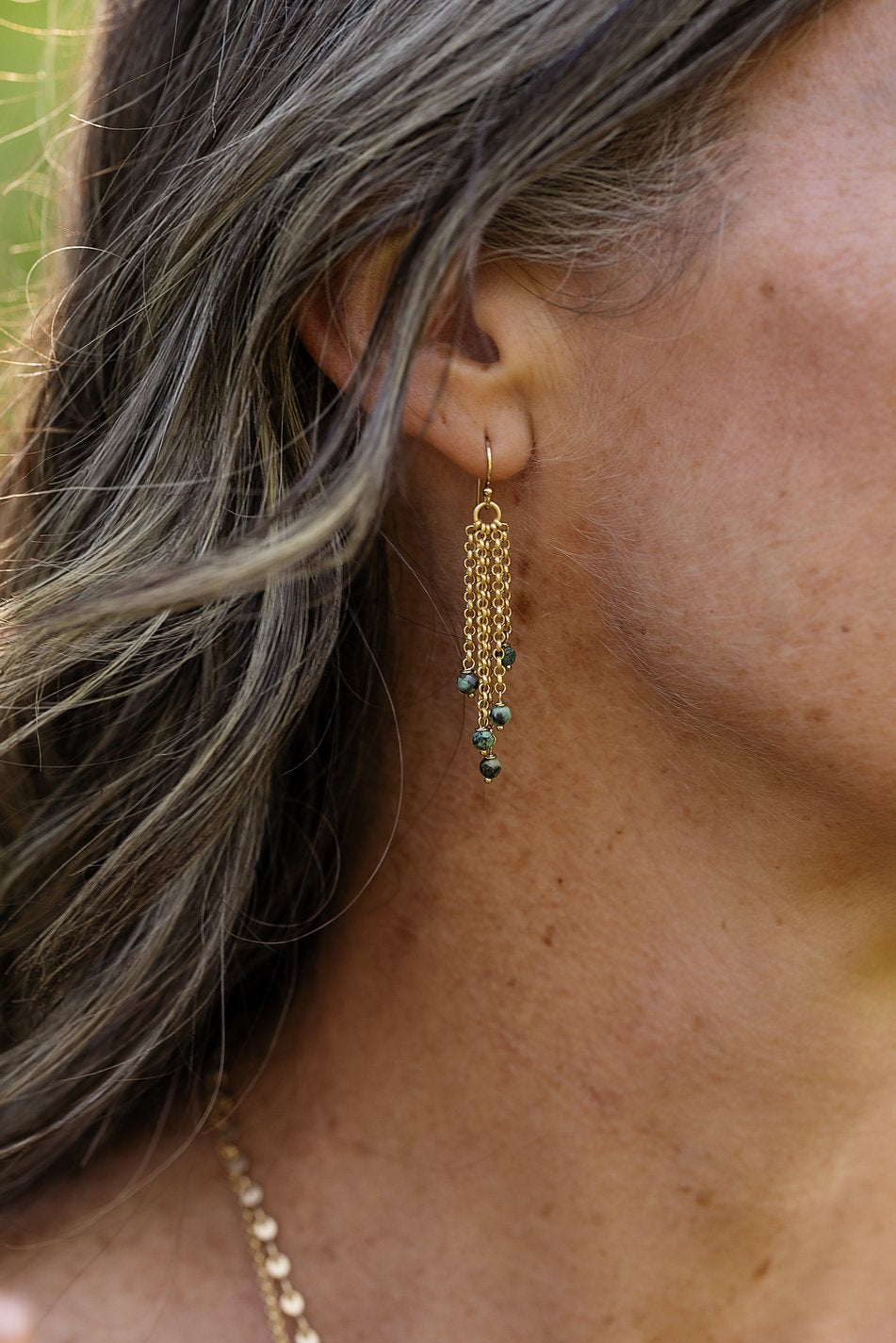 Tranquil Gardens African Turquoise Tassel Earrings