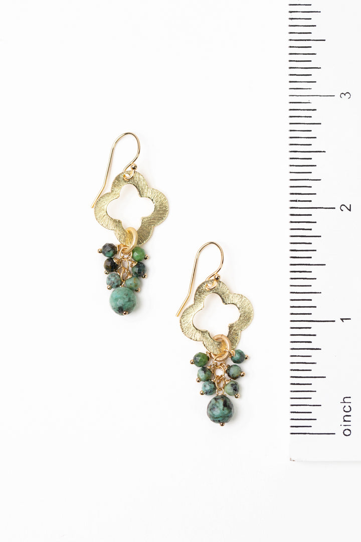 Tranquil Gardens African Turquoise Cluster Dangle Earrings