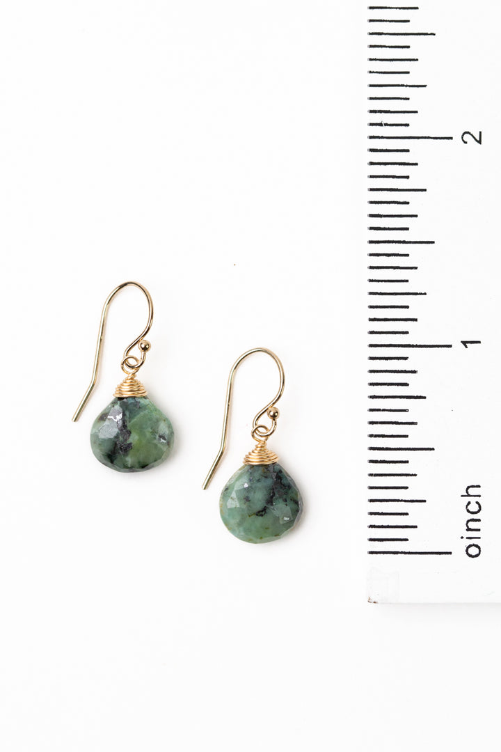 Tranquil Gardens Faceted African Turquoise Briolette Simple Earrings