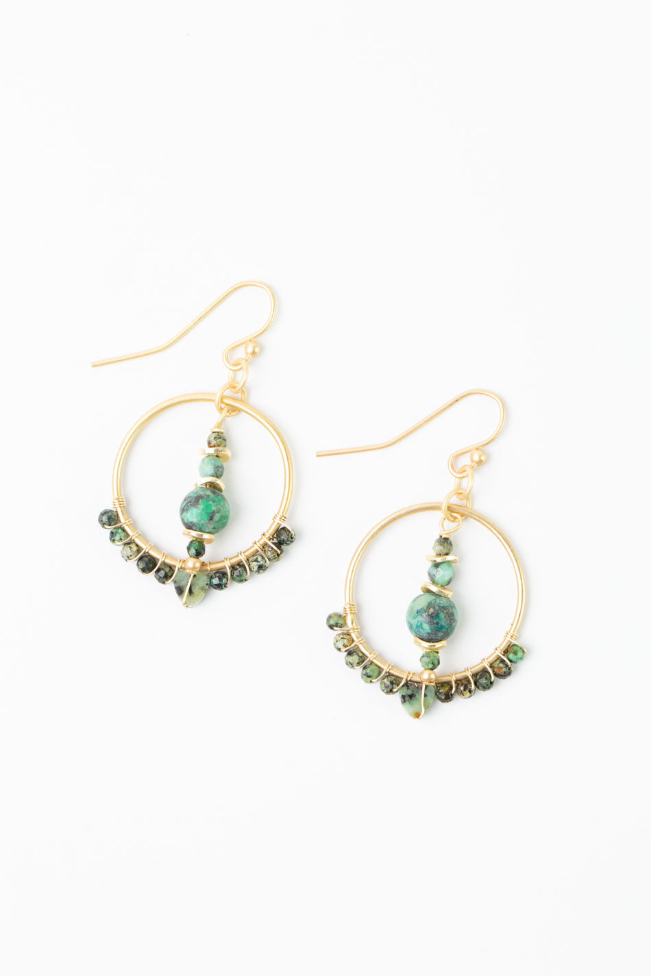 Tranquil Garden African Turquoise Hoop Earrings