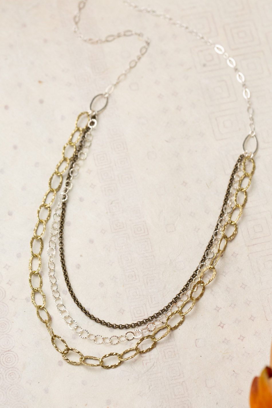 Thrive 20-22" Sterling Silver & Antique Brass Multistrand Necklace