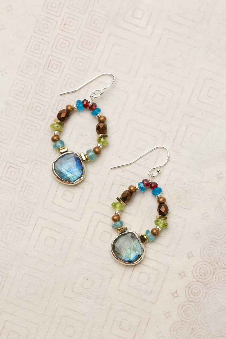 Thrive Blue Apatite, Peridot, Czech Glass, Spinel With Faceted Labradorite Hoop Earrings