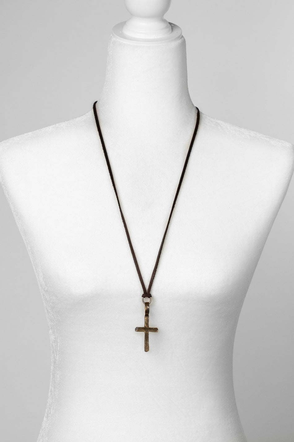 Thrive 38"  Hammered Bronze Cross Simple Necklace