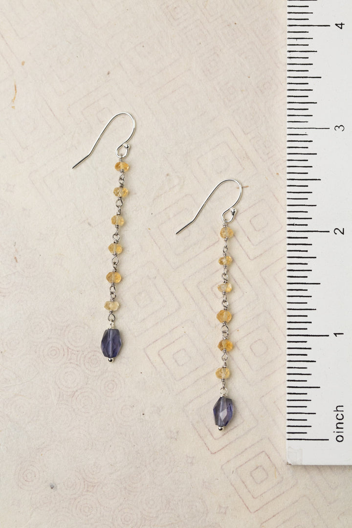 Thrive Citrine Gem Chain With Faceted Iolite Dangle Earrings