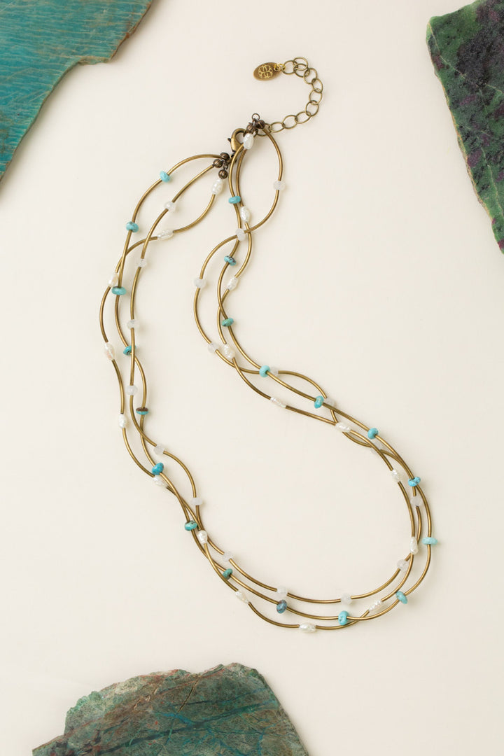 Transcend 18-20" Turquoise, Freshwater Pearl Multistrand Necklace