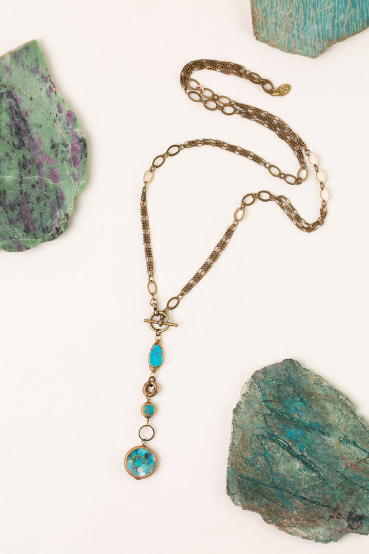 Transcend 27" Turquoise Herringbone Statement Necklace