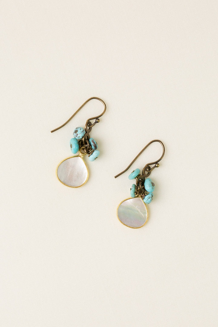 Transcend Pearl Bezel, Turquoise Simple Earrings