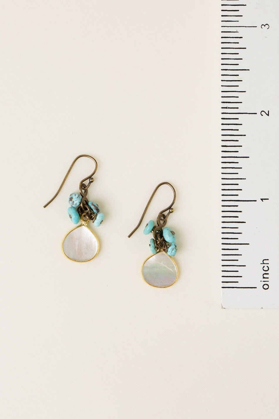 Transcend Pearl Bezel, Turquoise Simple Earrings