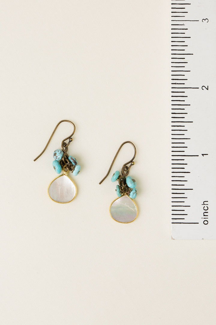 Transcend Pearl Bezel, Turquoise Simple Earrings