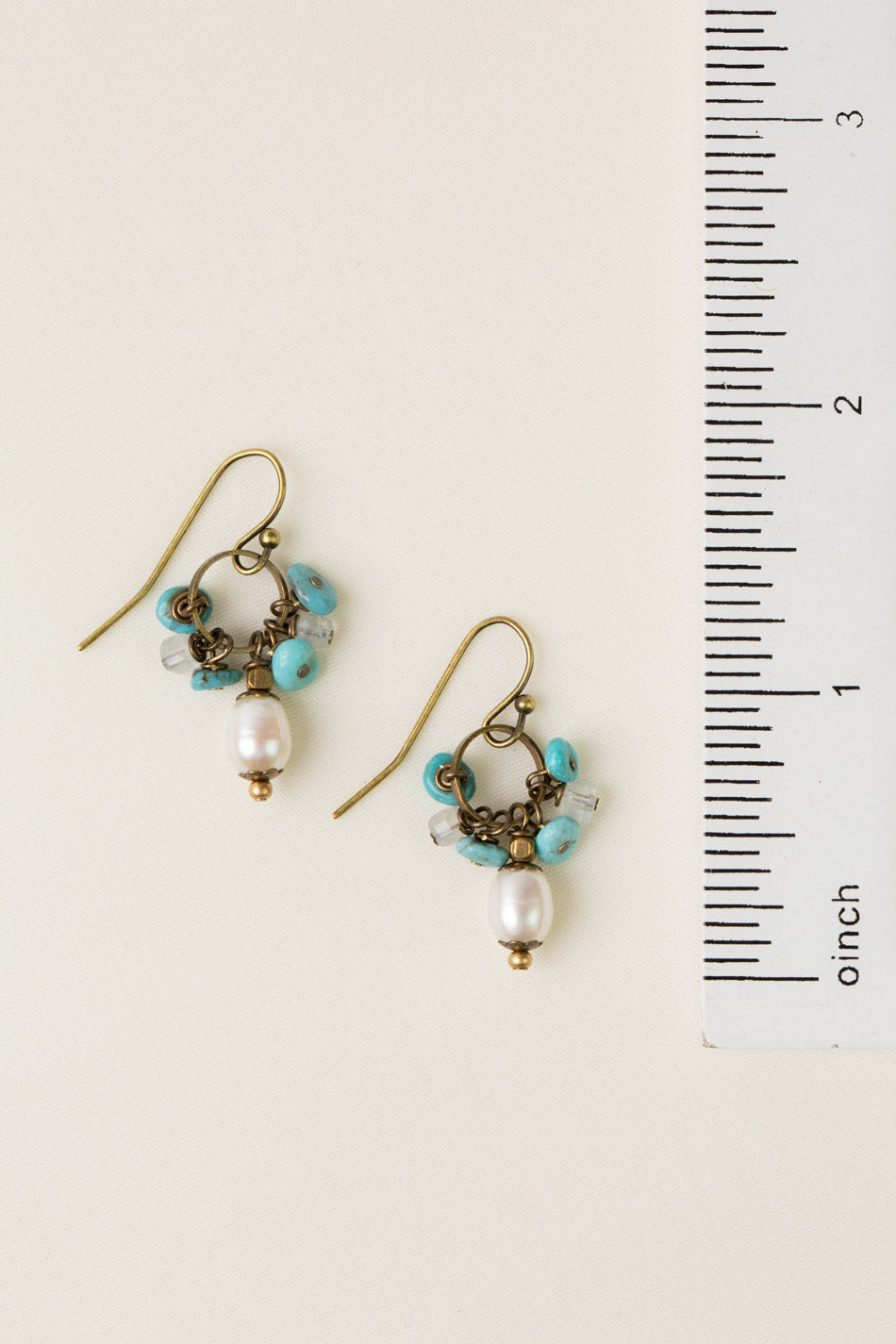 Transcend Pearl, Turquoise Cluster Earrings